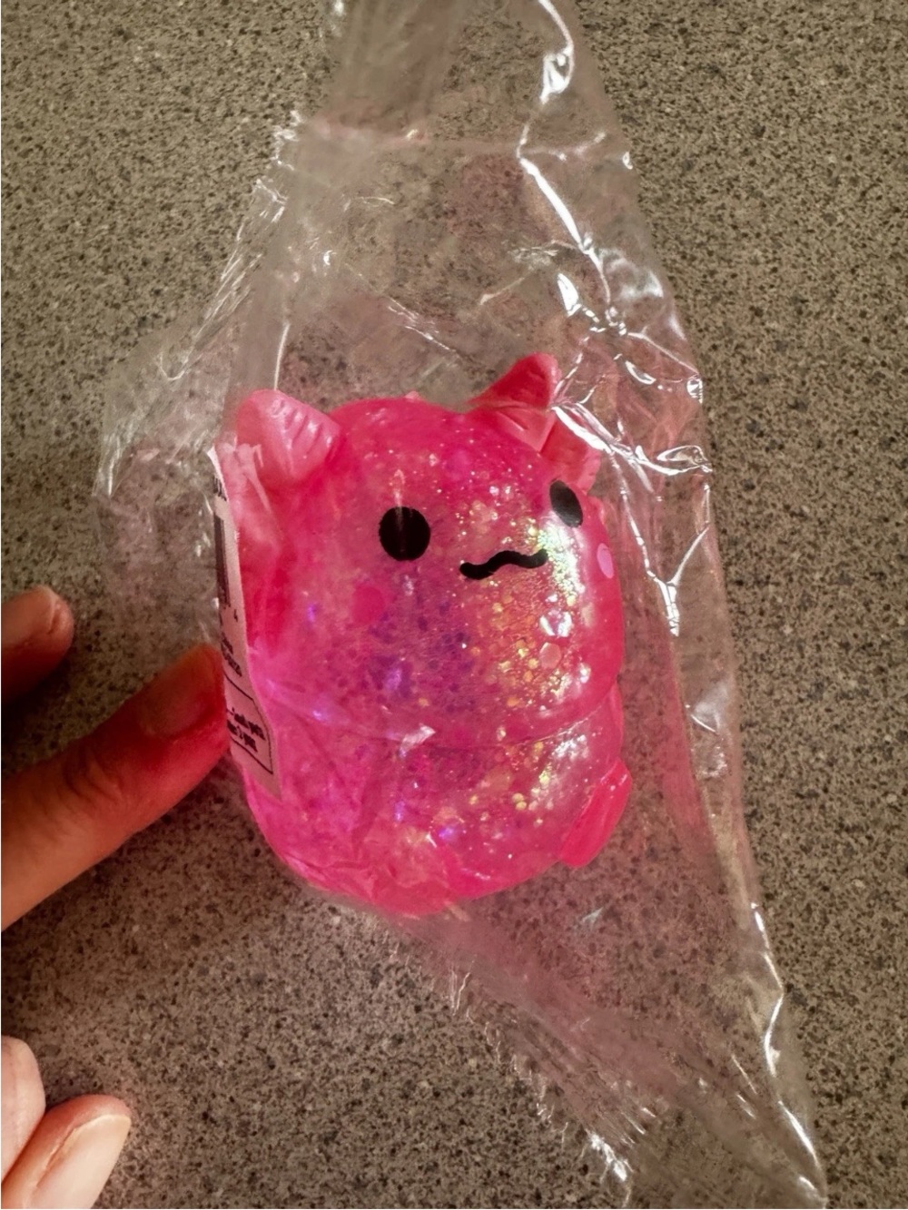 New Squishy Sensory Toy 2.5" Glitter Squeezy Sparkle Sugar Pink Axolotl